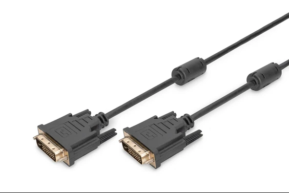 Digitus DVI Bağlantı Kablosu, DVI-D (24+1) Erkek <=>> DVI-D (24+1) Erkek, 2x ferrit, 5 metre, DVI-D Dual Link, siyah renk<br>
Digitus DVI connection cable, DVI(24+1), 2x ferrit M/M, 5.0m, ürün görseli 1