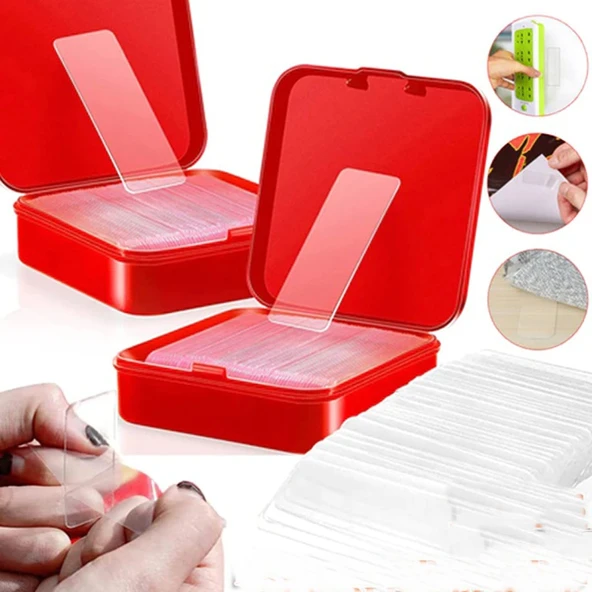 180 Parça Çift Taraflı Tekrar Kullanılabilir Yapışkan Bantlar ürün görseli 1