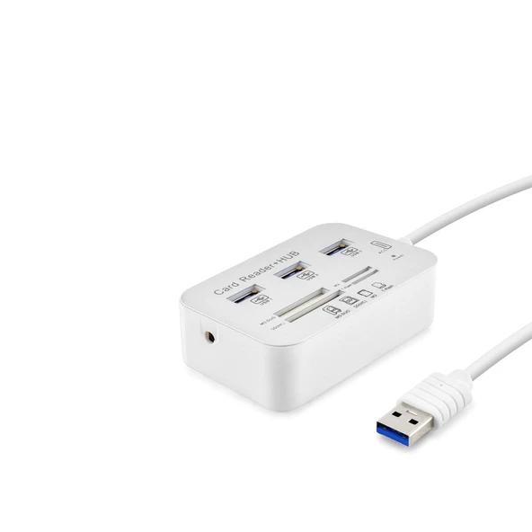 Usb3.0 Hub Combo 3*Usb3.0 + Ms + Sd + M2 + Tf 20Cm Beyaz HDX7028 ürün görseli 1