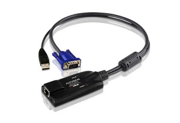 USB KVM Adaptörü (CPU Modül), KVM Kablosunun PC'nin USB portuna Bağlanması İçin Adaptör, maksimum mesafe 40 metre, ATEN-KH2508A, ATEN-KH2516A ile birlikte kullanılır<br>
USB VGA KVM Adapter ürün görseli 1