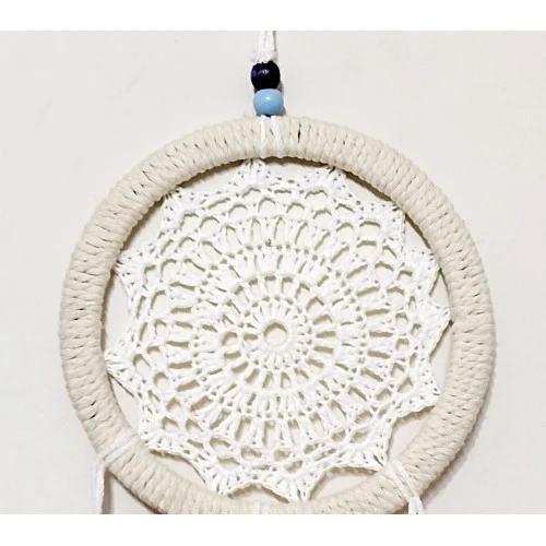 Kırmızı Kuş Tüylü Dream Catcher El Yapımı Düş Kapanı Duvar Süsü - Resim 3