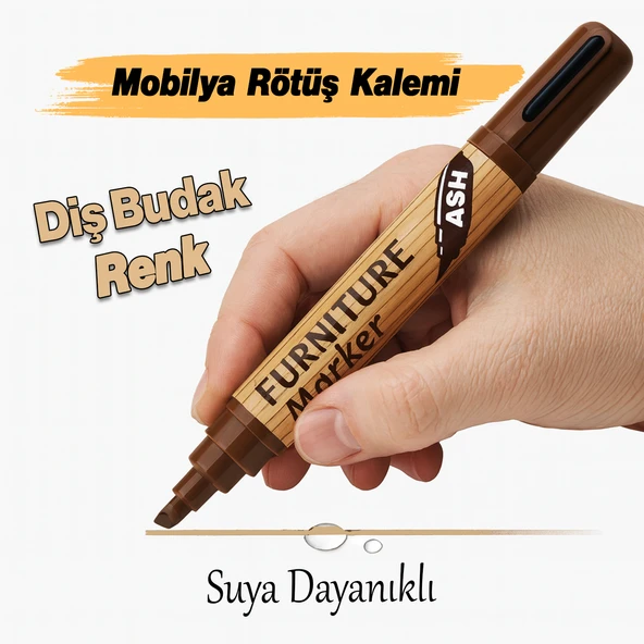Dış Budak Renk Mobilya Rötuş Kalemi Ahşap Masa Sehpa Dolap Kalem Parke Çizik Giderici Çatlak Kapatır - Resim 2