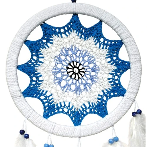 Petrol Mavisi Nazar Motifli Kuş Tüylü Duvar Süsü ürün görseli 1