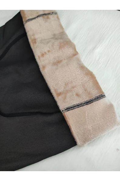 Kalın Kışlık Termal Toparlayıcı İçi Polarlı Ten Külotlu Çorap - Resim 4