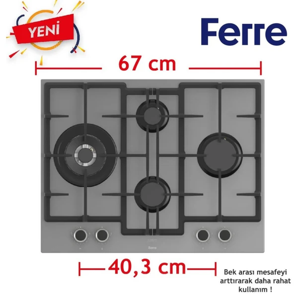 Ferre FryART&SteamART-SilentArt Wok Sessiz Antrasit-Gri  Ankastre Set(D079-SA +QEP64CPR +ED078-WFA) - Resim 5