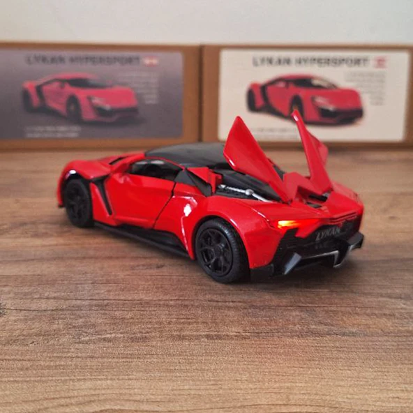 Lykan Hypersport Metal Model Araba - Kırmızı - 1:32 13CM - Resim 5