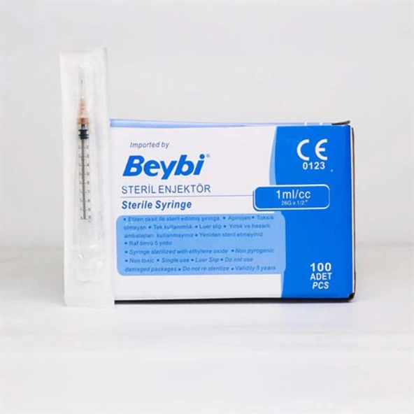 BEYBİ 1CC ÜNSİLÜN ENJEKTÖR 3PRÇ (26gx1/2) 100 ADET ürün görseli 1