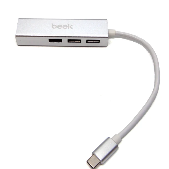 Beek 3 Port USB 3.0 Tip C Hub, 1 x 10/100/1000 RJ45 Dişi Yuva, 3 x USB A Dişi port, 1 x USB C Erkek port ürün görseli 1