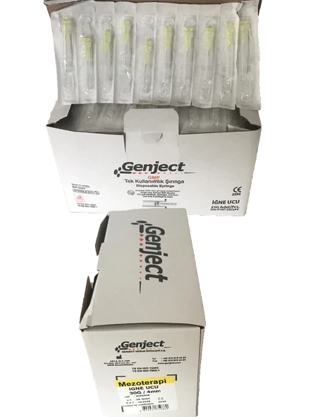Genject Mezoterapi Sarı Uç 30G x 4MM 250 Adet 1 Kutu ürün görseli 1