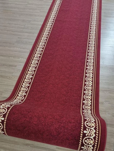 Halıcı Mustafa Varaklı Protokol Halısı Kaymaz Taban Jel Yolluk Kapı Önü Paspası 100cm Bordo ürün görseli 1