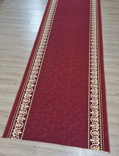 Halıcı Mustafa Varaklı Protokol Halısı Kaymaz Taban Jel Yolluk Kapı Önü Paspası 100cm Bordo - Resim 5