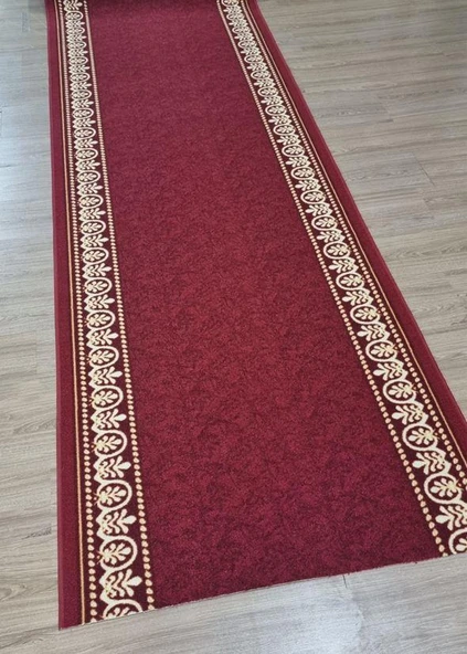 Halıcı Mustafa Varaklı Protokol Halısı Kaymaz Taban Jel Yolluk Kapı Önü Paspası 100cm Bordo - Resim 4