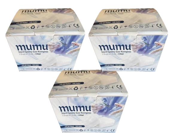 Mumu Steril Spanç 7.5 x 7.5 CM 100 Adet (3 Kutu) ürün görseli 1