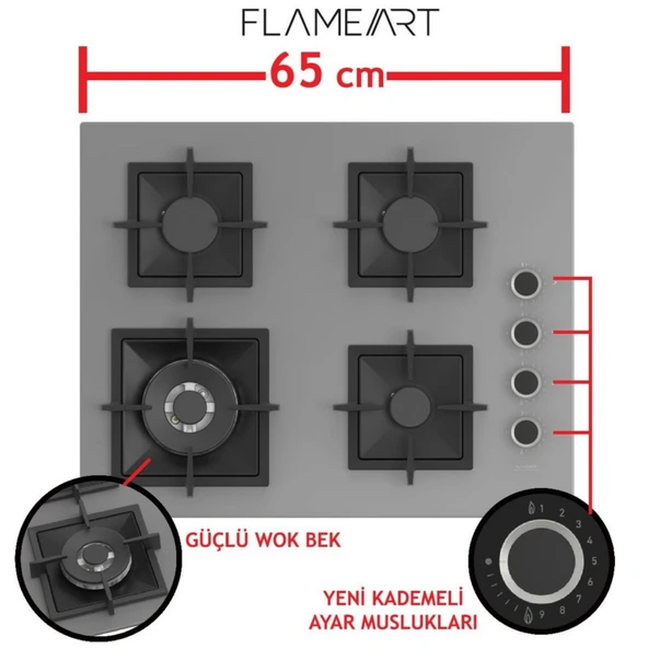 Ferre FryArt&SilentArt-SteamArt QG Sessiz Antrasit Gri Ankastre Set (D088-SA+XE64CPR+SC408-WFA wok) - Resim 5