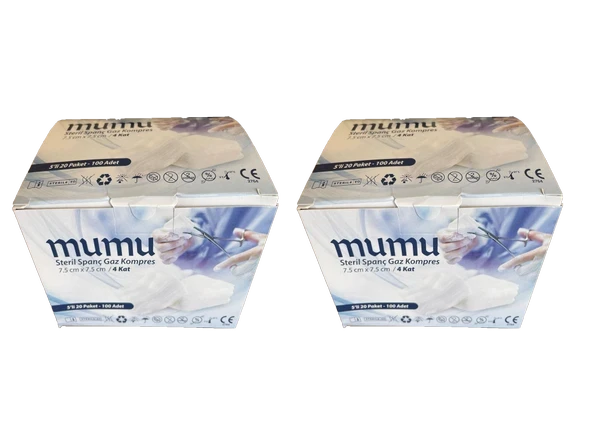Mumu Steril Spanç 7.5 x 7.5 CM 100 Adet (2 kutu) ürün görseli 1