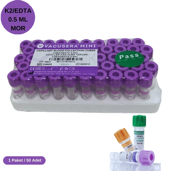 Vacusera K2 Edtalı Tüp 0,5 ML Pediatrik 100 adet ürün görseli 1