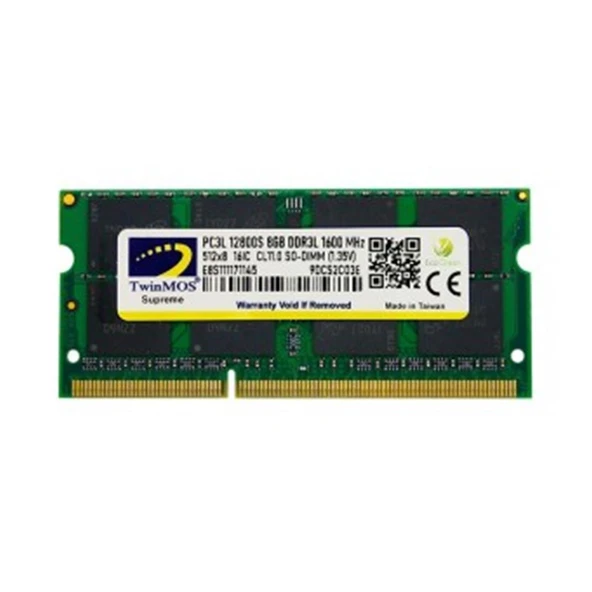TwinMOS 8GB DDR3 1600MHz CL16 1.5V MDD38GB1600N Notebook Ram ürün görseli 1