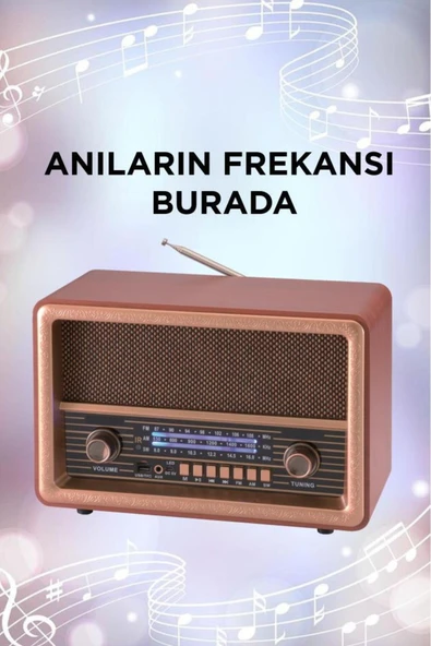 D56 Ahşap Nostaljik Uzaktan Kumandalı Bluetooth Hoparlör – Radyo, USB/TF, TWS, Şarjlı - Resim 2