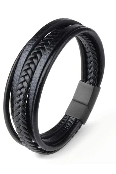 Amisare Mıknatıslı Hakiki Deri Erkek Bileklik - Resim 5
