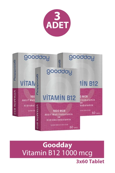 Goodday Vitamin B12 1000 mcg 60 Tablet 3 Adet ürün görseli 1