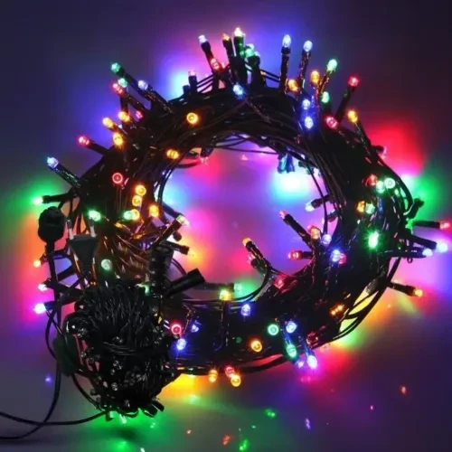 10m 100 Led Boncuk Lamba RGB Işık Siyah Kablo ürün görseli 1