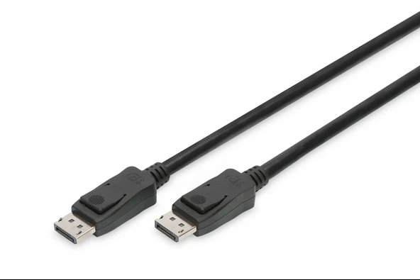 Digitus DisplayPort (DP) Bağlantı Kablosu, DP Erkek <-> DP Erkek, 3 metre, kilit mekanizmalı, Ultra HD 8K, DP 1.3/1.4, siyah renk ürün görseli 1