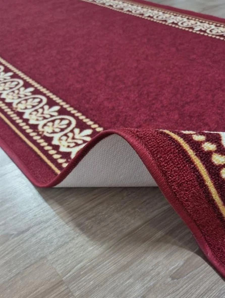 Halıcı Mustafa Varaklı Protokol Halısı Kaymaz Taban Jel Yolluk Kapı Önü Paspası 100cm Bordo - Resim 3