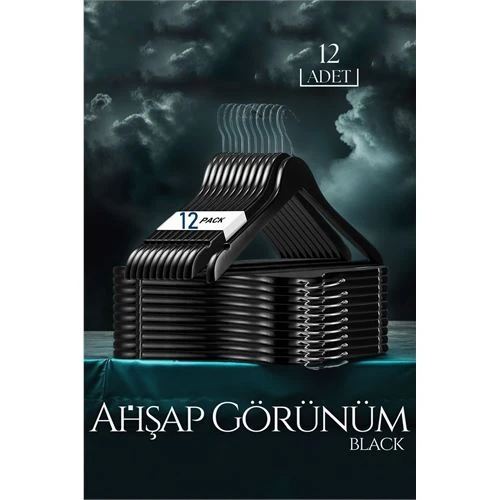 Siyah Ahşap Görünüm 12 li Askı Seti Schönbuch Design ürün görseli 1