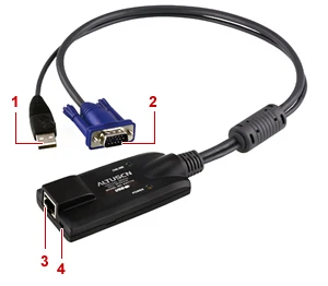 USB Sanal Ortam KVM Adaptörü(CPU Modül), maksimum mesafe 50 metre<br>
USB VGA Virtual Media KVM Adapter ürün görseli 1