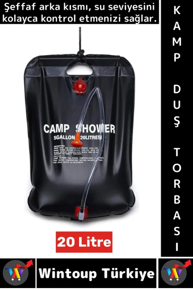 Yüksek Kalite PVC Outdoor Piknik Solar Isıtıcılı Şeffaf Arka Yüzey Pratik Kamp Duş Torbası 20 Litre ürün görseli 1