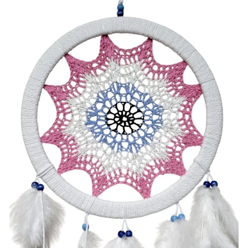 Pembe Nazar Motifli Kuş Tüylü Duvar Süsü ürün görseli 1