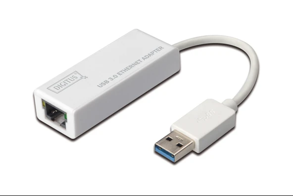 Digitus USB 3.0 Gigabit Ethernet Adaptörü, 1 x 10/100/1000 RJ45 Dişi Yuva, USB-A Erkek Konnektör<br>
Digitus USB 3.0 to Gigabit Ethernet Adapter USB-A Male, 10/100/1000 Mbps, USB 3.0 ürün görseli 1
