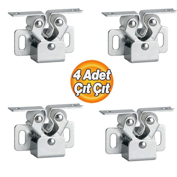 Kelebek Çıt Çıt Dolap 4 Adet Kapak Tutucu Kapı Kilidi Güçlü Tutuş Paslanmaz Dayanıklı 4 Adet Set - Resim 2