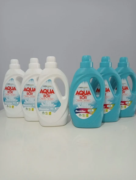 AQUA BOR DOĞAL MİNERALLİ SIVI ÇAMAŞIR DETERJANI RENKLİLER-BEYAZLAR(6 ADET) ürün görseli 1