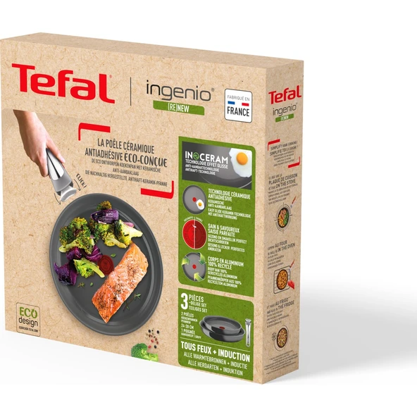 Tefal Ingenio Ceramic Renew İndüksiyon Tabanlı 3 Parça Tava Seti - Resim 5