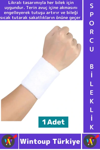 Konforlu Tenis Futbol Basketbol Koşu Fitness Likralı Esnek Ter Emici Destekleyici Sporcu Bilekliği ürün görseli 1