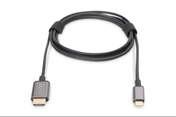 Digitus USB-C <-> HDMI Görüntü Adaptör Kablosu, UHD 4K/30Hz, 1.8 metre, siyah renk, metal gövde<br>
Digitus USB-C <-> HDMI Video Adapter Cable, UHD 4K/30Hz, 1.8 m, black, metal housi ürün görseli 1