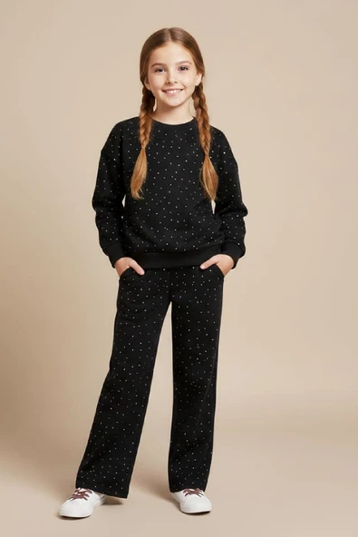 Kız Çocuk Taş Süslemeli-2 İplik- Alt-Üst Takım-3/5 Yaş 12451 - Resim 5