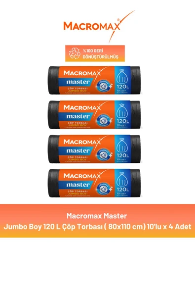 Macromax Master Çöp Torbası Jumbo Boy 10'lu x 4 Adet ürün görseli 1