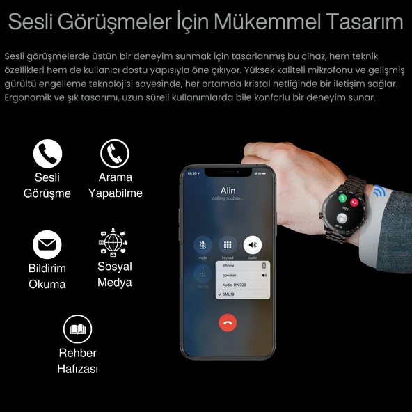 GT Watch 11 PRO Erkek Klasik Akıllı Saat AMOLED Sesli Görüşme NFC Android iPhone Huawei Uyumlu 8,9,10 - Resim 5