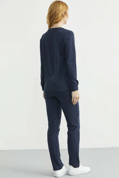 Sıfır Yaka Cepli Eşofman Takım - Lacivert - Resim 6