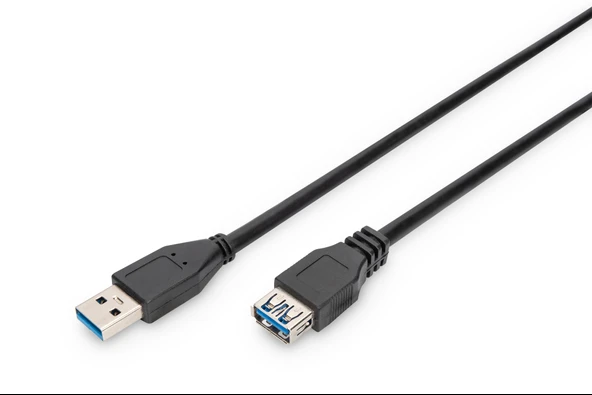 USB 3.0 Uzatma Kablosu, USB A erkek - USB A dişi, 1.8 metre, AWG 28, 2x zırhlı, UL, siyah ürün görseli 1