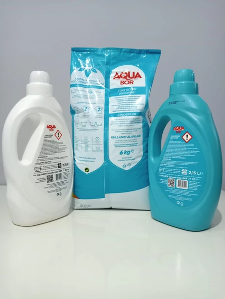 AQUA BOR DOĞAL  MİNERALLİ SIVI DETERJAN 66 YIKAMA TOZ DETERJAN 40 YIKAMA - Resim 2