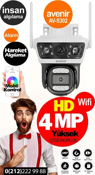 AV-S302  4MP 2 Kameralı  Wifi PTZ Kamera ürün görseli 1