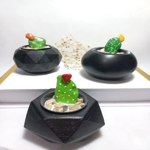 Dekoratif Siyah Saksı 3'lü Set - Kaktüs/Sukulent Saksısı,Çiçeklik Seti Aksesuar ürün görseli 1