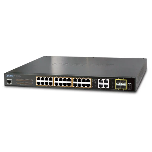 Yönetilebilir Gigabit Switch (Managed Gigabit Switch)<br>
24-Port 10/100/1000Base-T IEEE 802.3at/af PoE+ Injector (Port 1 ile Port-24 arası) (Port başına 30.8 watt) (PoE Güç Bütçesi maks. 280 Wa ürün görseli 1