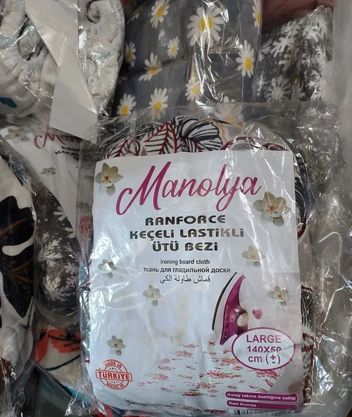 2li Manolya Lastikli Isıya Dayanıklı Keçe Lamineli Ütü Masası Kılıfı, Ütü Bezi (140x50) - Resim 2