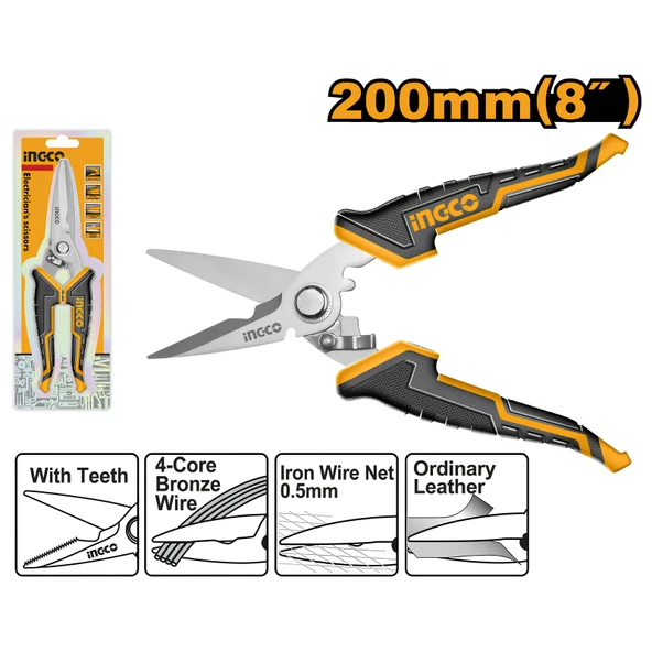 Ingco HES0188 8"/200mm Endüstriyel Elektrikçi Makası - Resim 3