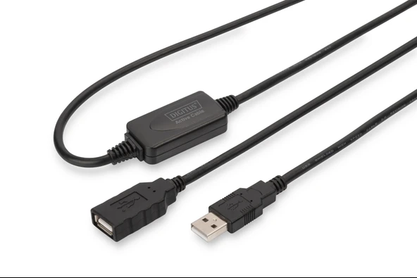 Digitus USB 2.0 Repeater / Uzatma Kablosu, USB A erkek / A dişi, 10 metre<br>
Digitus USB 2.0 Active Extension Cable ürün görseli 1