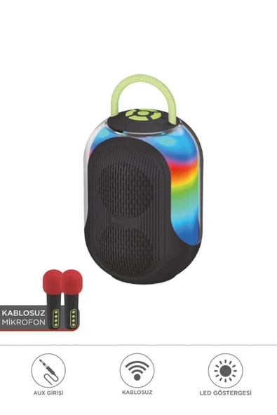 Çift Mikrofonlu Kablosuz Parti Hoparlörü - Resim 5